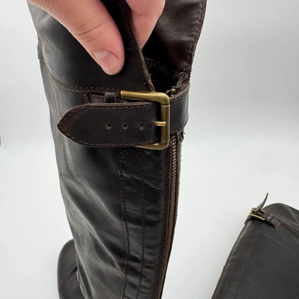 Hinge Womens Dark Brown Leather Over the Knee Equestrian Riding Boots Size 8.5